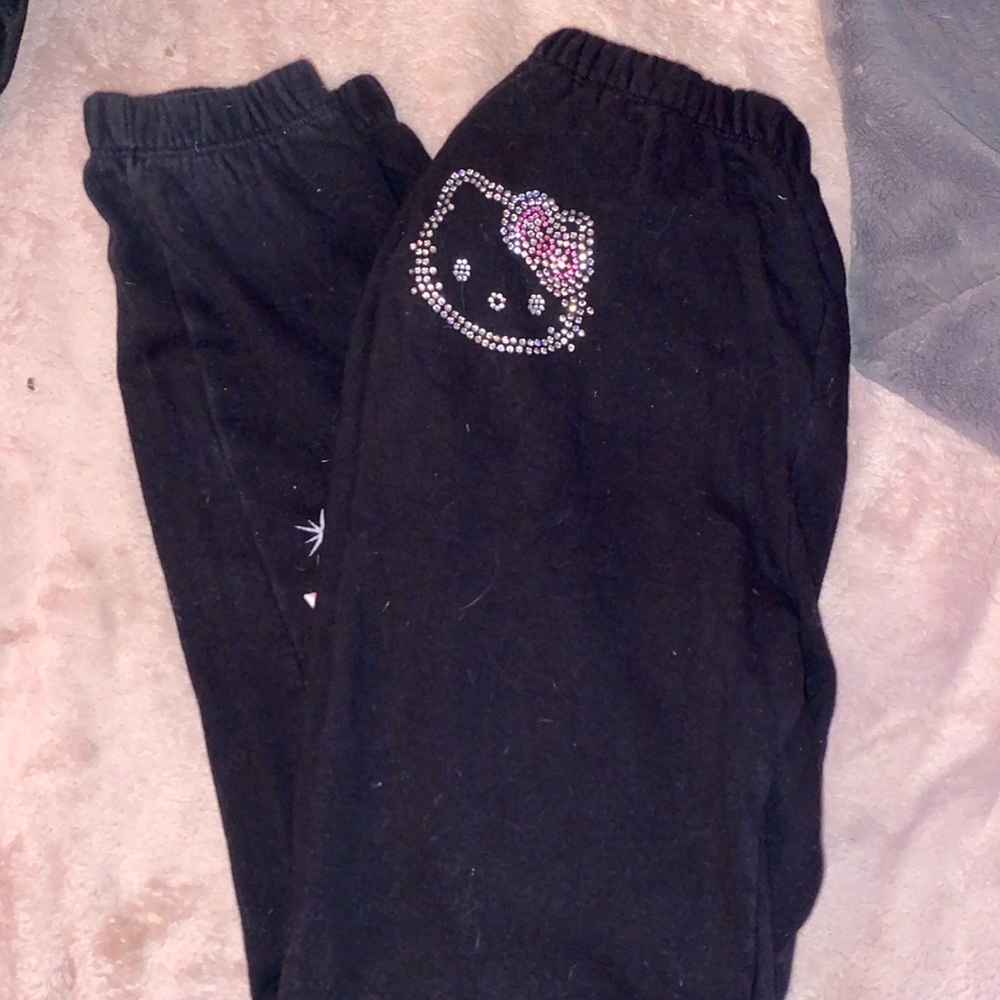 Black hello Kitty sweats bling hello Kitty
